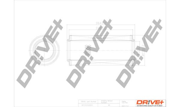 Dr!ve+ DP1110.10.0010 Air filter 260mm, 119mm, Filter Insert