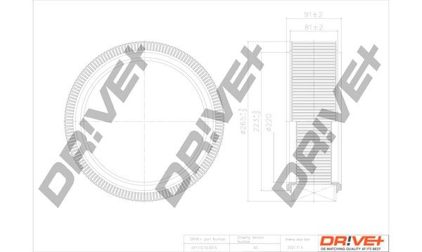 Dr!ve+ DP1110.10.0015 Air filter 92mm, 259mm, Filter Insert