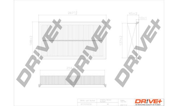 Dr!ve+ Air filter DP1110.10.0152 Ford FOCUS 1998