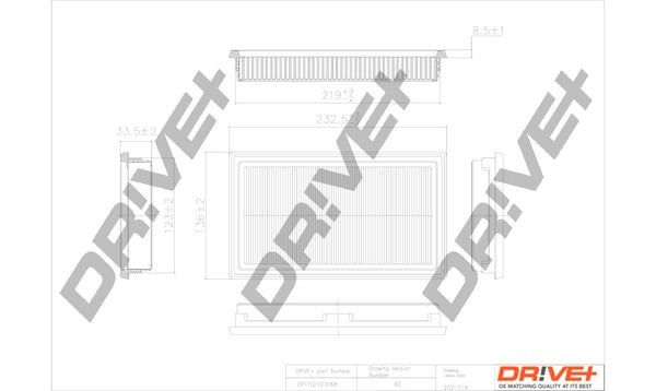Dr!ve+ DP1110.10.0168 Air filter 1654 6ED 000