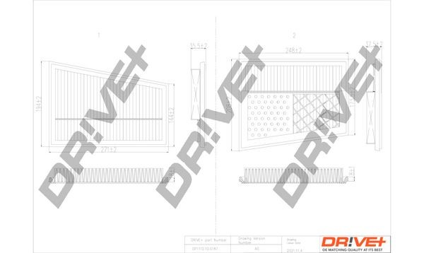 Dr!ve+ DP1110.10.0187 Air filter 273, 250mm, Filter Insert