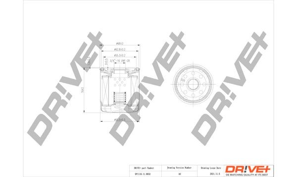 Dr!ve+ DP1110110032 Oliefilter van de motor TOYOTA Avensis II Hatchback (T25) 2.0 VVT-i (AZT250_) 147 Pk Benzine 2004