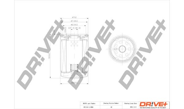 Dr!ve+ DP1110110056 Engine oil filter Audi A4 B5 1.8 quattro 125 hp Petrol 1998 price