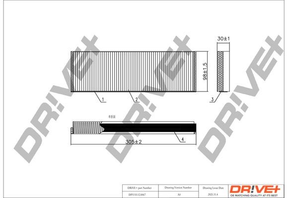 Original Dr!ve+ Cabin air filter DP1110.12.0067 for VW TOURAN