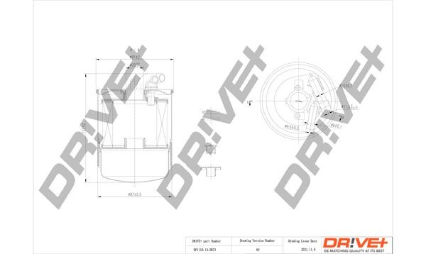 Dr!ve+ DP1110.13.0073 Fuel filter with connection for water sensor, with filter heating, Diesel, 10mm, 8mm