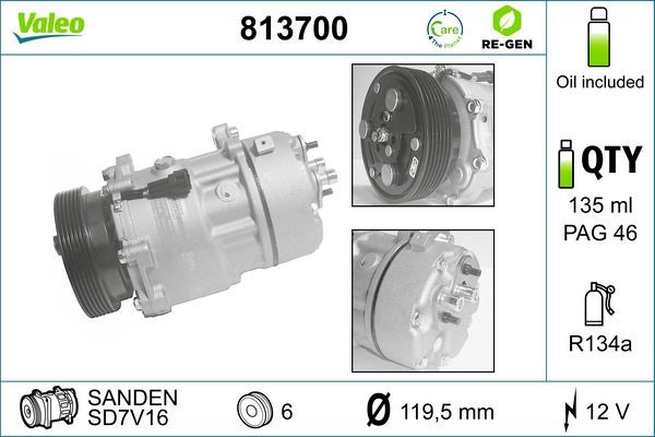 Great value for money - VALEO Air conditioning compressor 813700