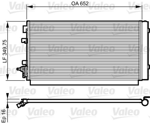 814187 Radiator AC 814187 VALEO with dryer, Aluminium, 350mm, R 134a
