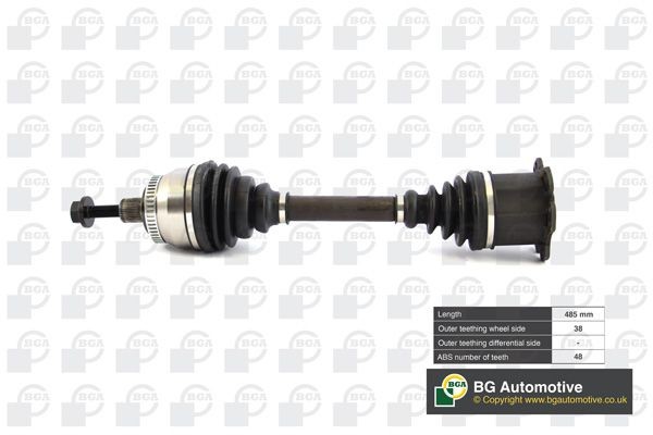 BGA Front Axle Left, Front Axle Right, 485mm Length: 485mm, External Toothing wheel side: 38 Driveshaft DS2333A buy