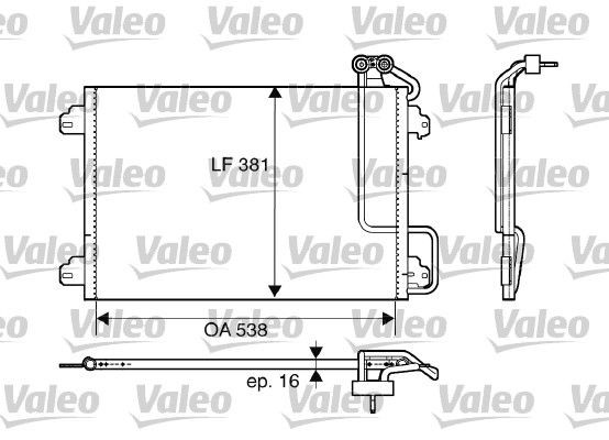 VALEO 817509 Air conditioning condenser without dryer, Aluminium, 381mm, R 134a