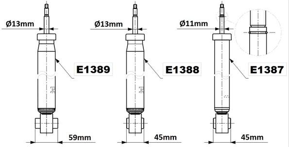 MONROE E1389 Shock absorber Gas Pressure, Twin-Tube, Bottom eye, Top pin