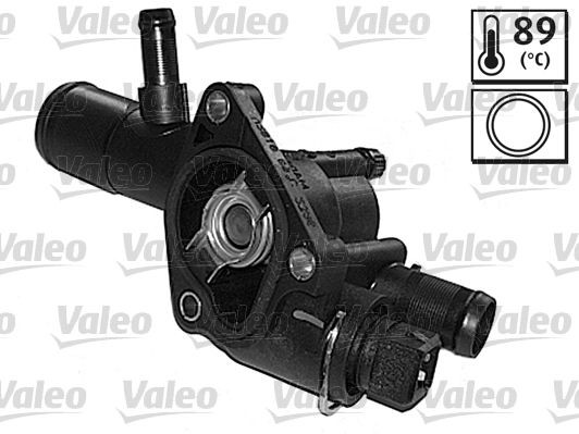 VALEO 820537 Engine thermostat Opening Temperature: 89°C, with gaskets/seals, with housing