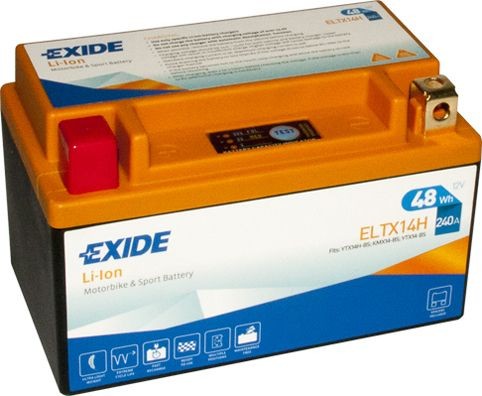 EXIDE Li-ion ELTX14H APRILIA Roller Batterie 12V 4Ah 240A Li-Ionen-Batterie, Lithium-Ferrum-Batterie (LiFePO4), mit Ladezustandsanzeige