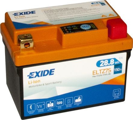 SFM MADASS Batterie 12V 2,4Ah 150A Li-Ionen-Batterie, Lithium-Ferrum-Batterie (LiFePO4), mit Ladezustandsanzeige EXIDE Li-ion ELTZ7S