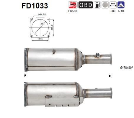 AS FD1033 DPF filter Peugeot 607 Saloon 2.7 HDi 24V 204 hp Diesel 2010 price