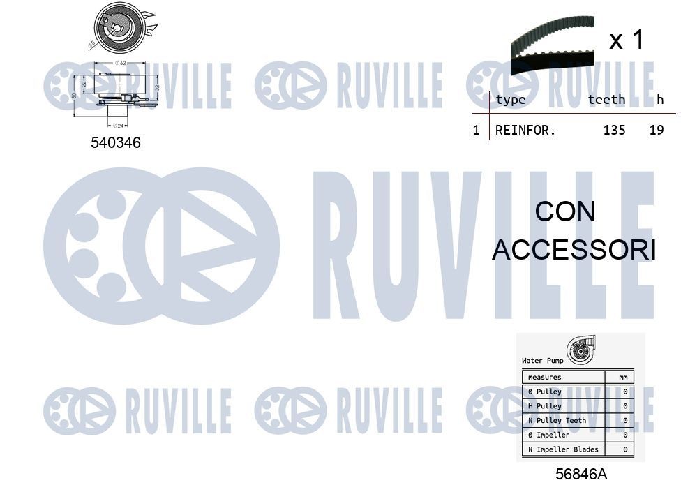 RUVILLE Timing belt pulley set 5500071