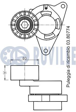 RUVILLE 55787 Deflection / Guide Pulley, v-ribbed belt 955.102.11921