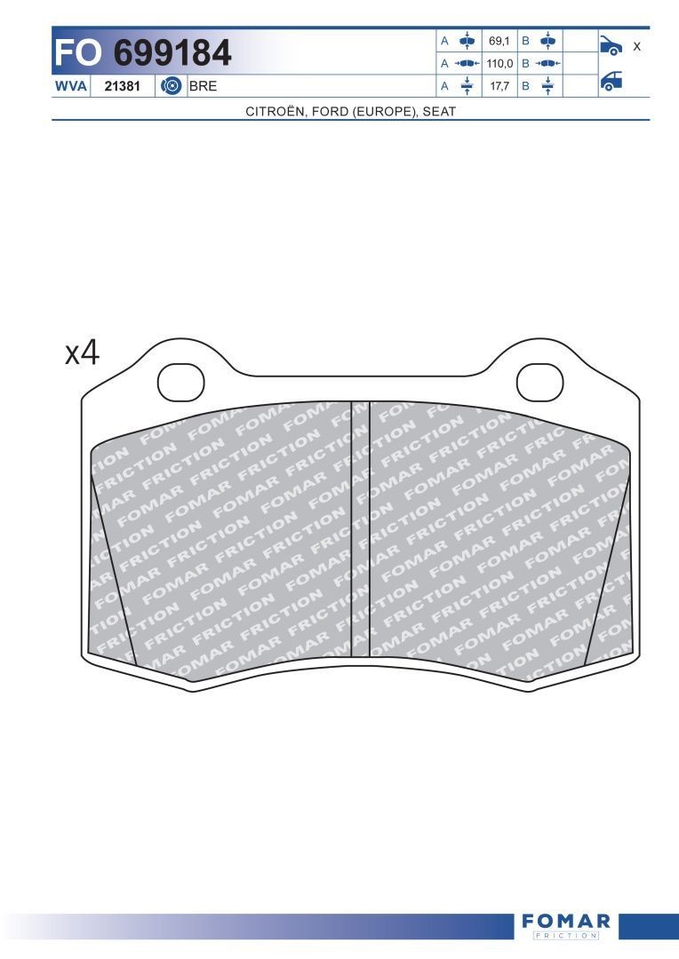 21381 FOMAR Friction FO699184 Brake pads Ford Focus Mk1 RS 2.0 215 hp Petrol 2004 price