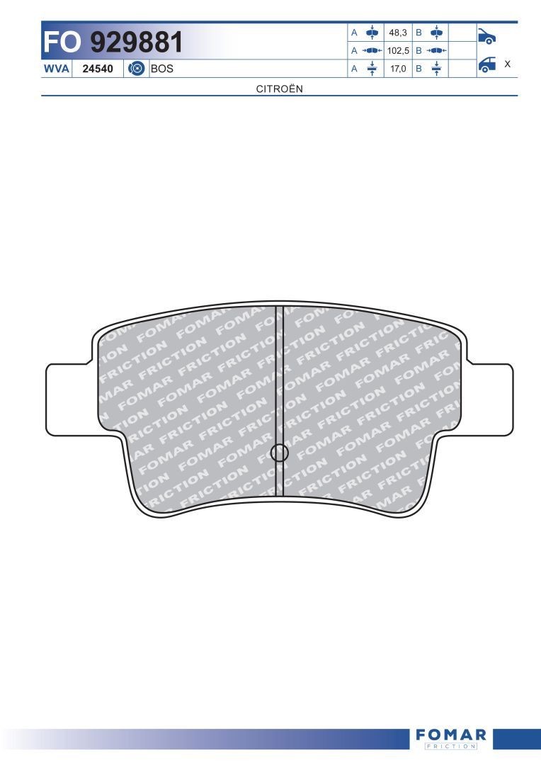 24540 FOMAR Friction FO929881 Brake pads CITROËN C4 I Picasso (UD) 1.6 HDi 109 hp Diesel 2013