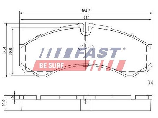 FAST Rear Axle, prepared for wear indicator Height: 66mm, Thickness: 20mm Brake pads FT29121 buy