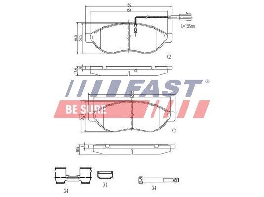 FAST FT29155 Brake pad set Front Axle, with integrated wear sensor