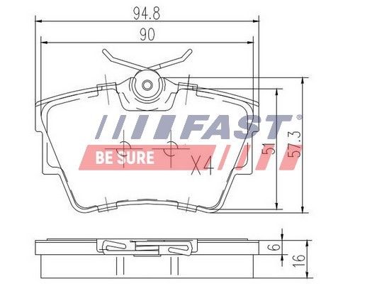 Disc brake pads FAST Rear Axle, excl. wear warning contact - FT29513