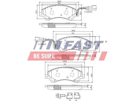 FAST Front Axle, with integrated wear sensor Height: 65mm, Thickness: 18mm Brake pads FT29521 buy