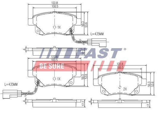 FAST FT29523 Brake pad set 6C112M0-08AC