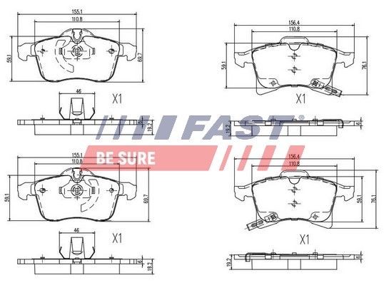 FAST FT29526 Brake pad set 09195064