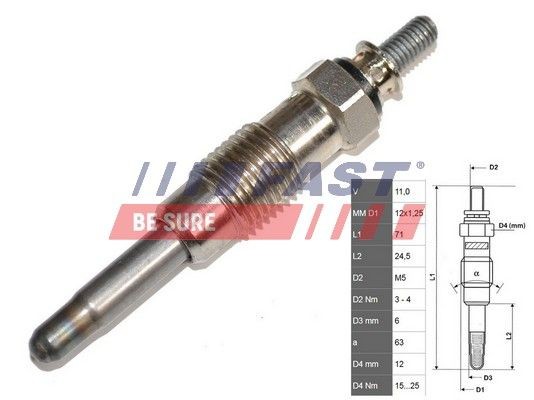 FAST FT82710 Glow plugs RENAULT Master I Platform/Chassis 28-35 2.5 D 71 hp Diesel 1992 price
