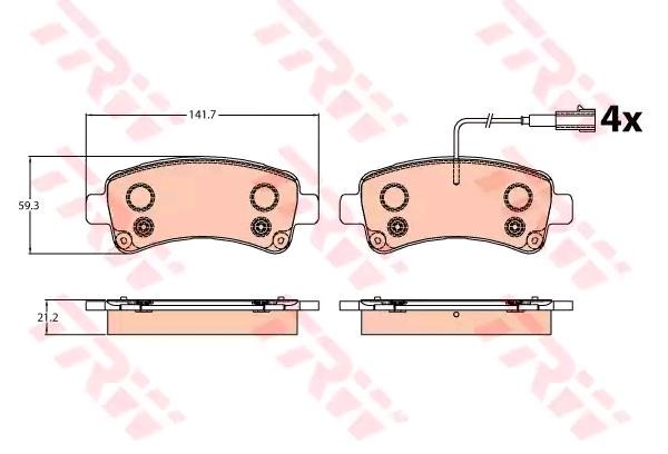 Fiat DUCATO Set of brake pads 11288571 TRW GDB2106 online buy