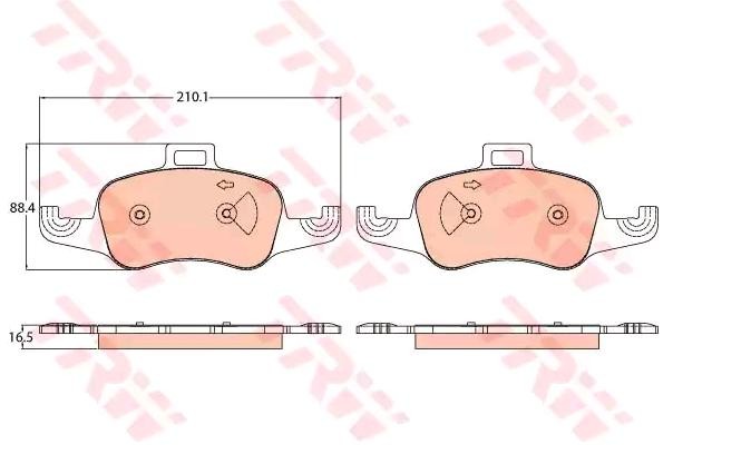 22205 TRW prepared for wear indicator Height: 88,4mm, Width: 210,1mm, Thickness: 16,5mm Brake pads GDB2120 buy