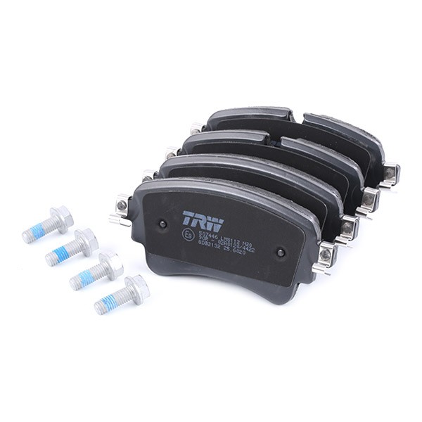 TRW 22308 Disc pads prepared for wear indicator, with brake caliper screws, with accessories