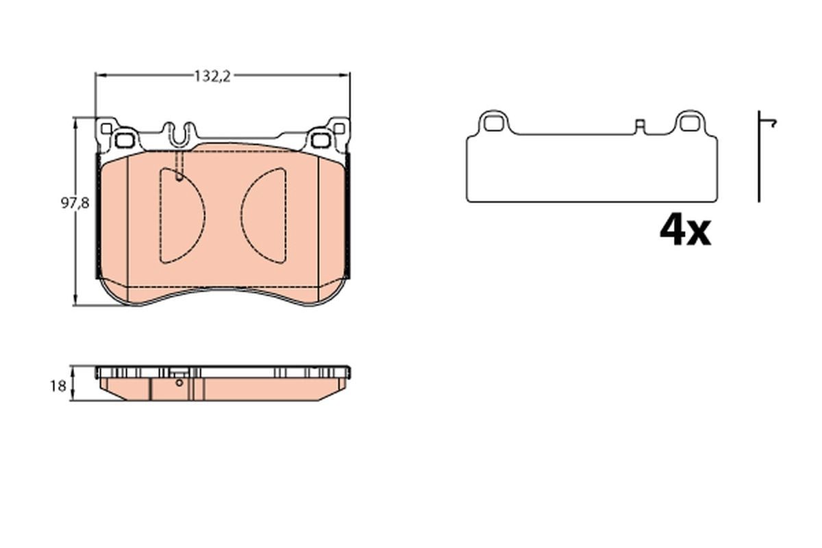 TRW Brake pad kit GDB2144 suitable for MERCEDES-BENZ S-Class, E-Class, CLS