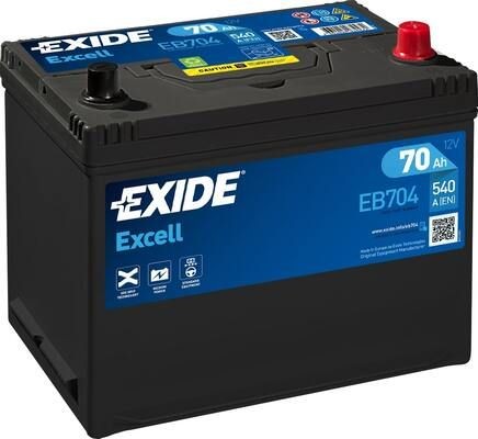 030SE EXIDE EB704 EXCELL Batterie 12V 70Ah 540A Korean B1+B6 Batterie au  plomb