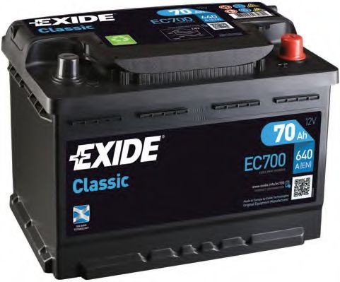 EC700 EXIDE Car battery DACIA 12V 70Ah 640A B13 Lead-acid battery