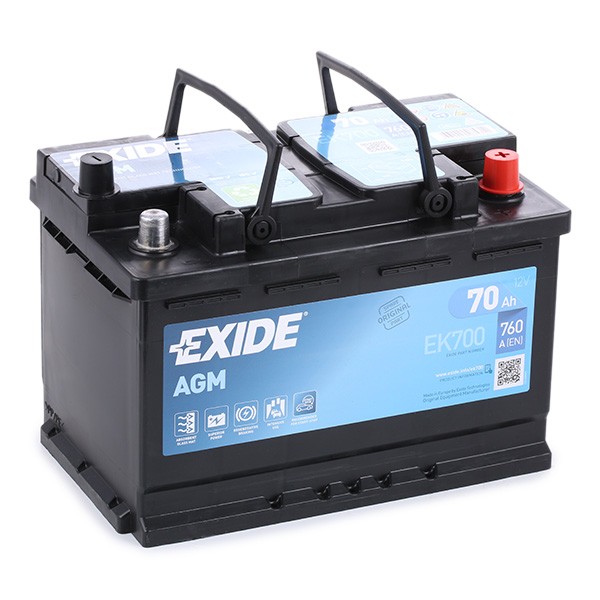 EK700 (067AGM) EXIDE EK700 Start-Stop Starter Battery 12V 70Ah 760A B13 AGM  Battery