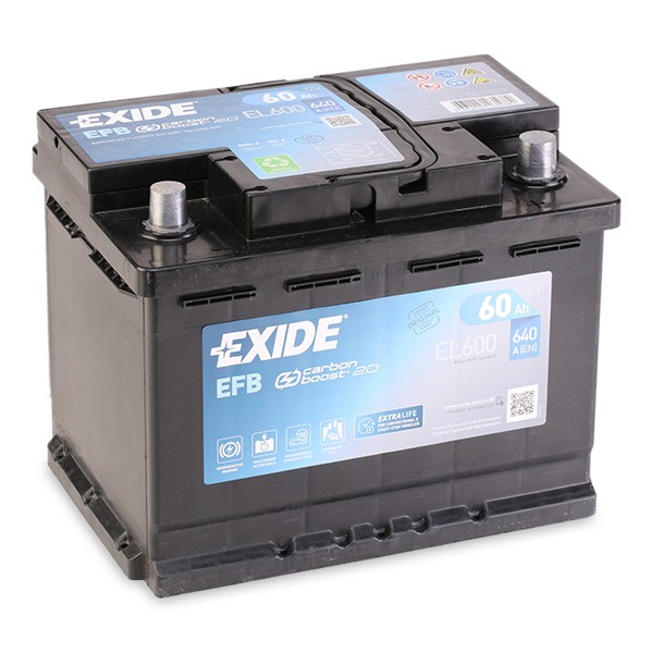 EXIDE EL600 Auto battery 12V 60Ah 640A B13 EFB Battery
