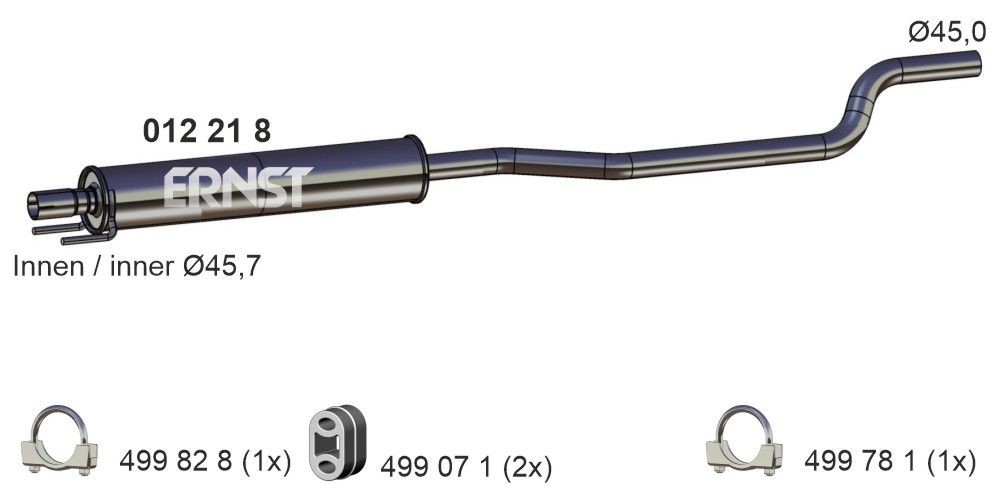 ERNST Middle silencer 012218 Opel CORSA 2022