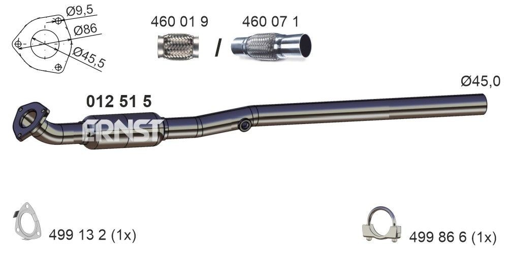 012515 ERNST Exhaust pipes SUZUKI Front, after catalytic converter