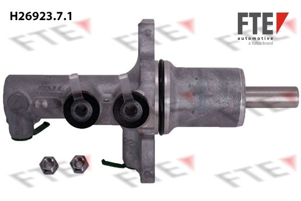 FTE H26923.7.1 Brake master cylinder Number of connectors: 2, Piston Ø: 27 mm, Aluminium, M12x1
