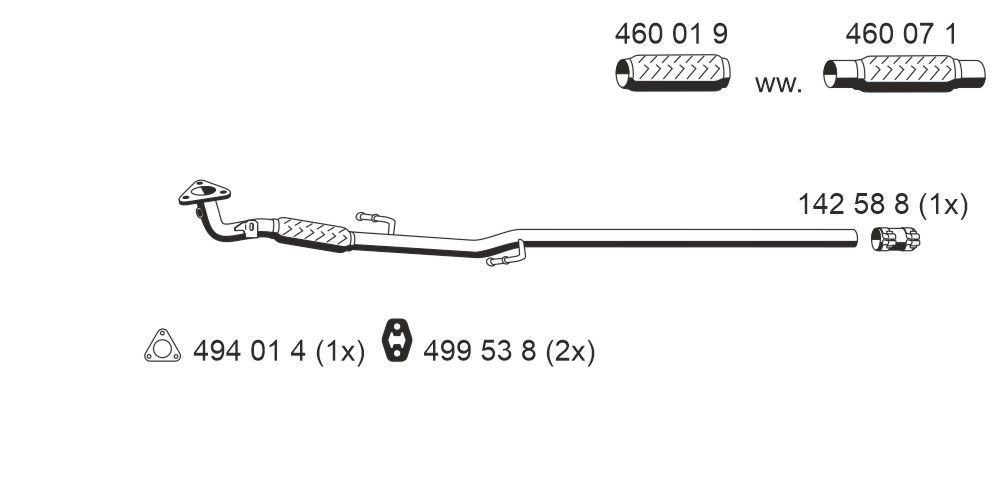 ERNST 111522 Exhaust Pipe Length: 1400mm, Front