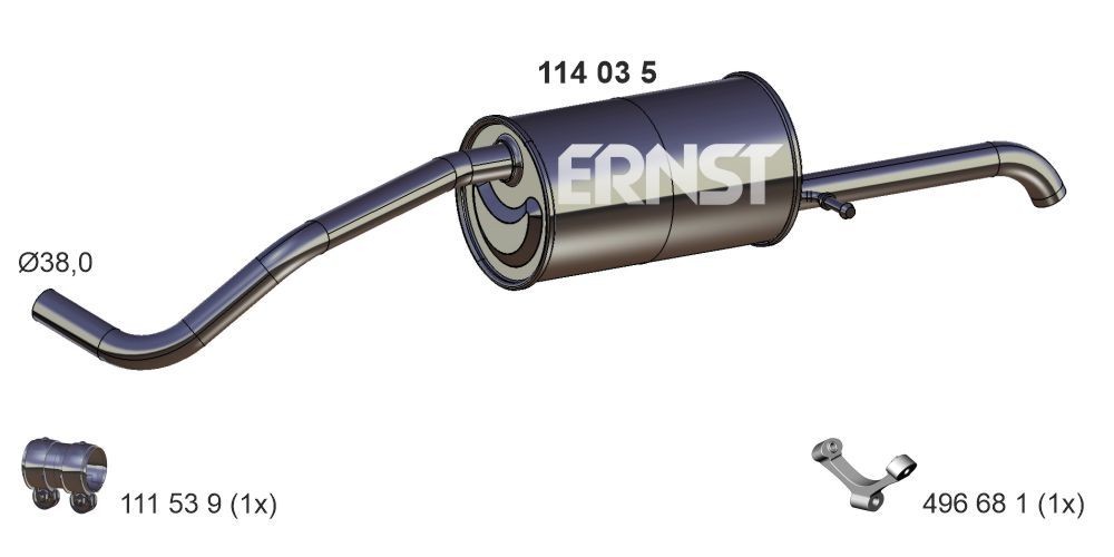 ERNST Rear muffler universal and sports Passat 365 new 114035