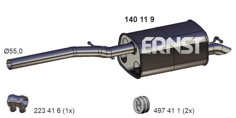 ERNST 140119 Exhaust silencer VW Caddy 3