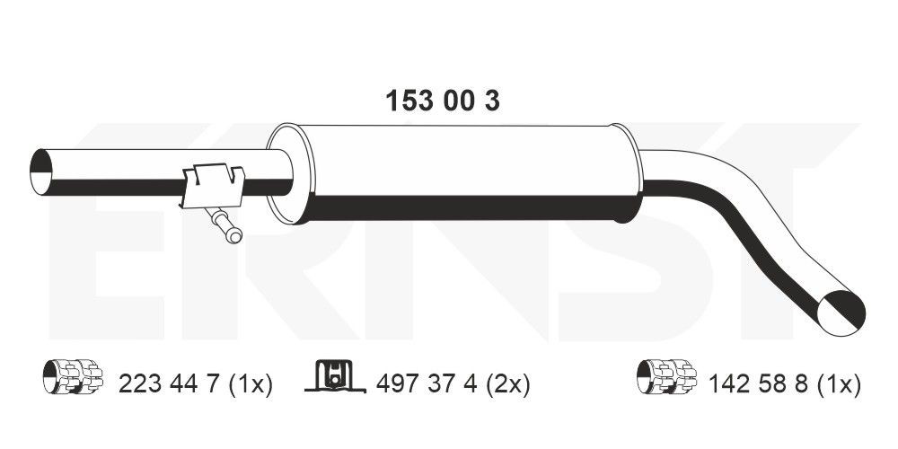 ERNST Length: 810mm Middle exhaust 153003 buy