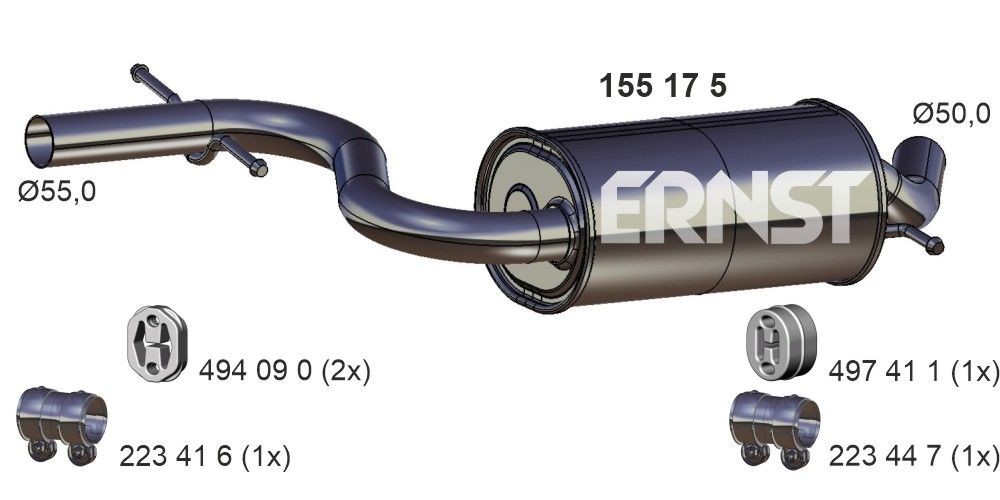 Original ERNST Middle exhaust pipe 155175 for AUDI A1