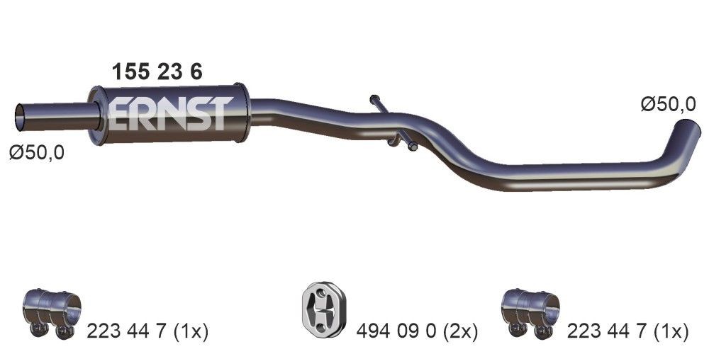 ERNST Middle exhaust pipe Golf 5 Plus new 155236