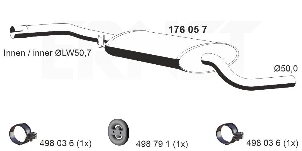 ERNST Length: 1080mm Middle exhaust 176057 buy