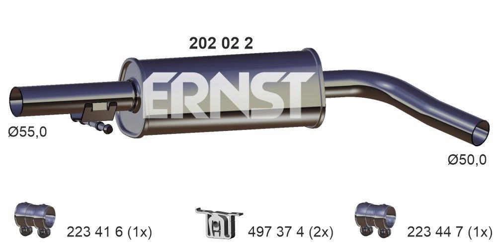 ERNST 202022 Middle silencer SEAT LEON 2008 in original quality