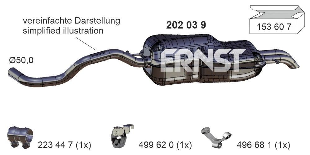ERNST Exhaust silencer universal and sports VW Golf IV Hatchback (1J1) new 202039