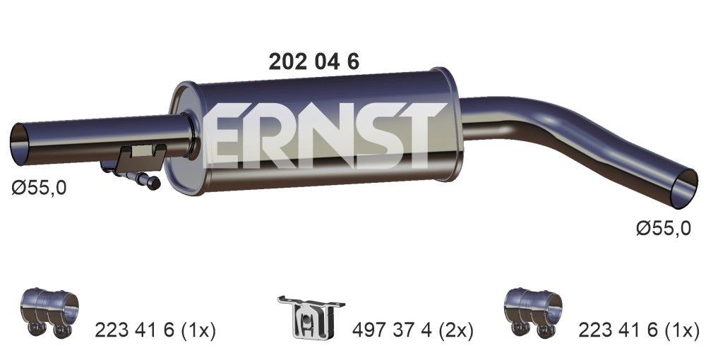 ERNST 202046 Middle silencer Length: 830mm